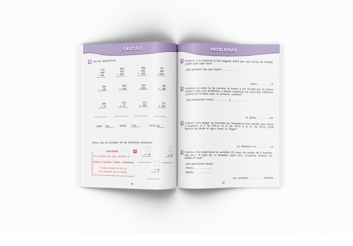 Cuaderno de matemáticas - Puente - Cuarto Primaria