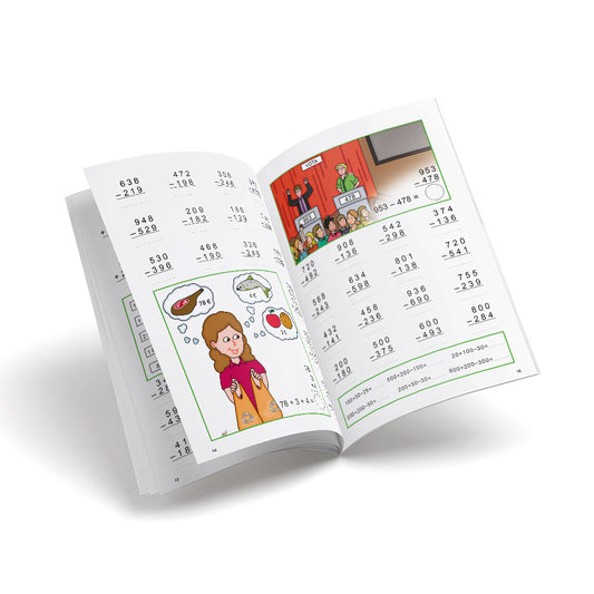Cuaderno de matemáticas de primaria - Castillo Cálculo 4b - Sumar y restar llevando