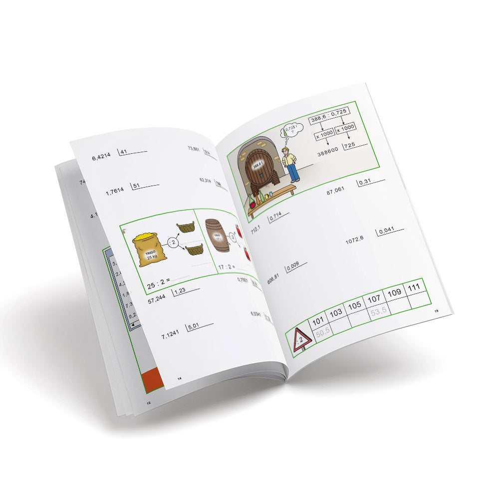 Cuaderno de matemáticas de primaria - Castillo Cálculo 9 - Dividir números decimales