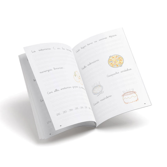 Cuaderno de escritura - Castillo 16 Los alimentos - primaria