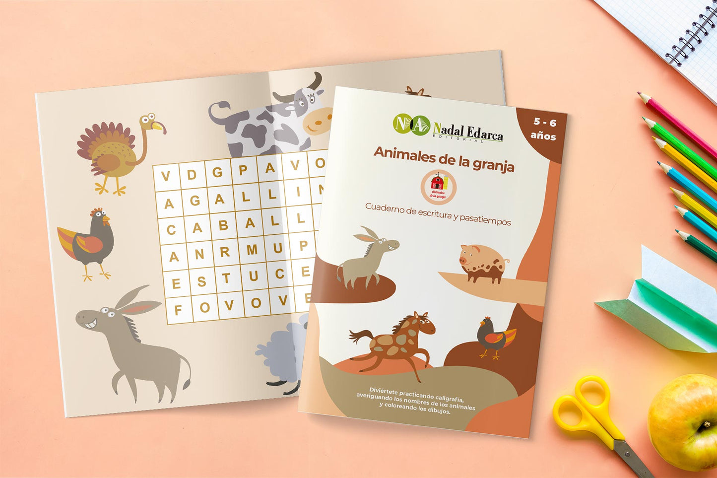 Pack de 4 cuadernos de escritura y pasatiempos infantil
