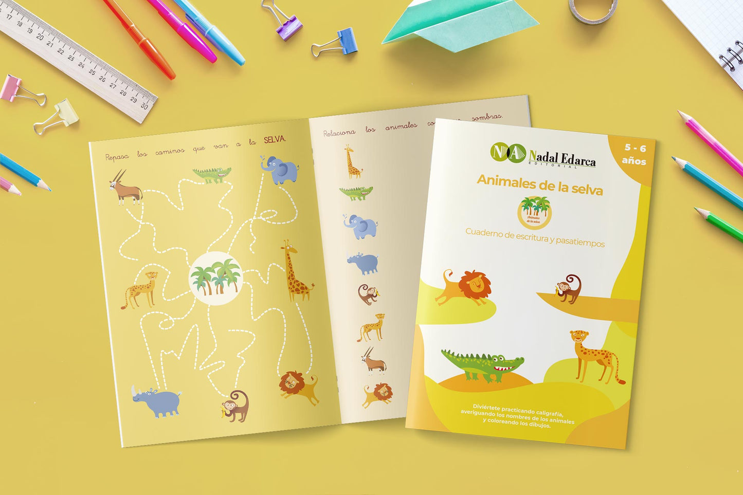 Pack de 4 cuadernos de escritura y pasatiempos infantil