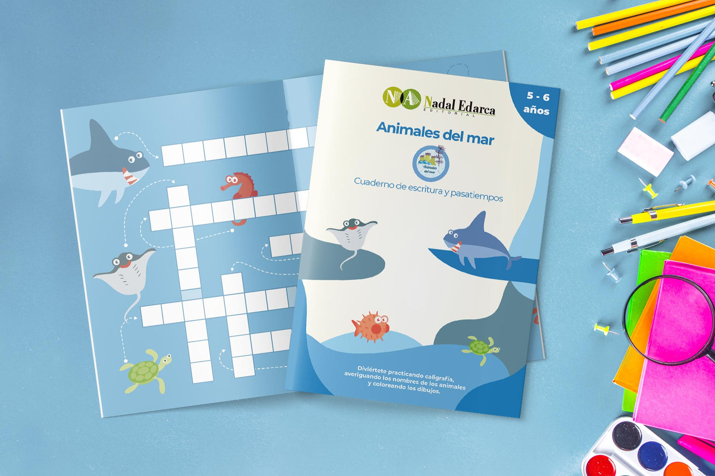 Pack de 4 cuadernos de escritura y pasatiempos infantil