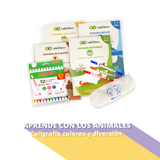 Pack de 4 cuadernos de escritura y pasatiempos infantil