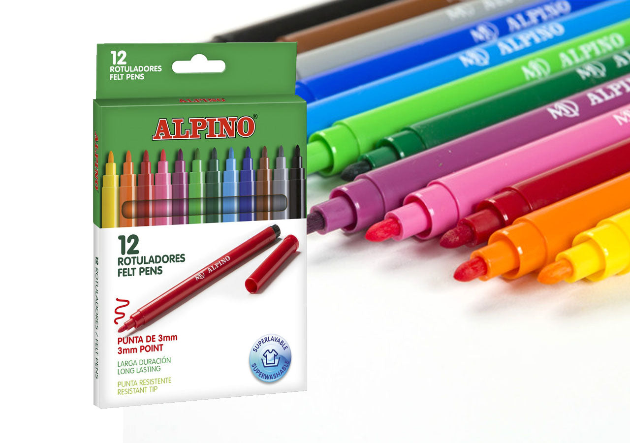 Estuche 12 rotuladores Alpino de colores