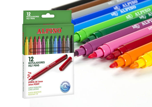 Estuche 12 rotuladores Alpino de colores