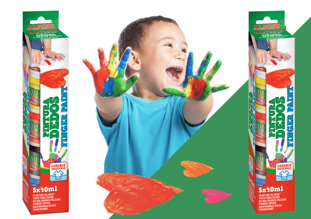 Estuche 5 botes pintura dedos de 40ml. Colores surtidos