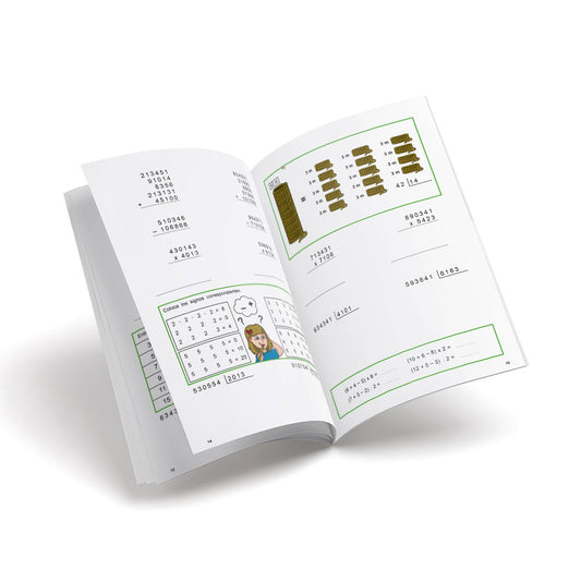 Cuaderno de matemáticas de primaria - Castillo Cálculo 10 - Sumar, restar, multiplicar y dividir números enteros
