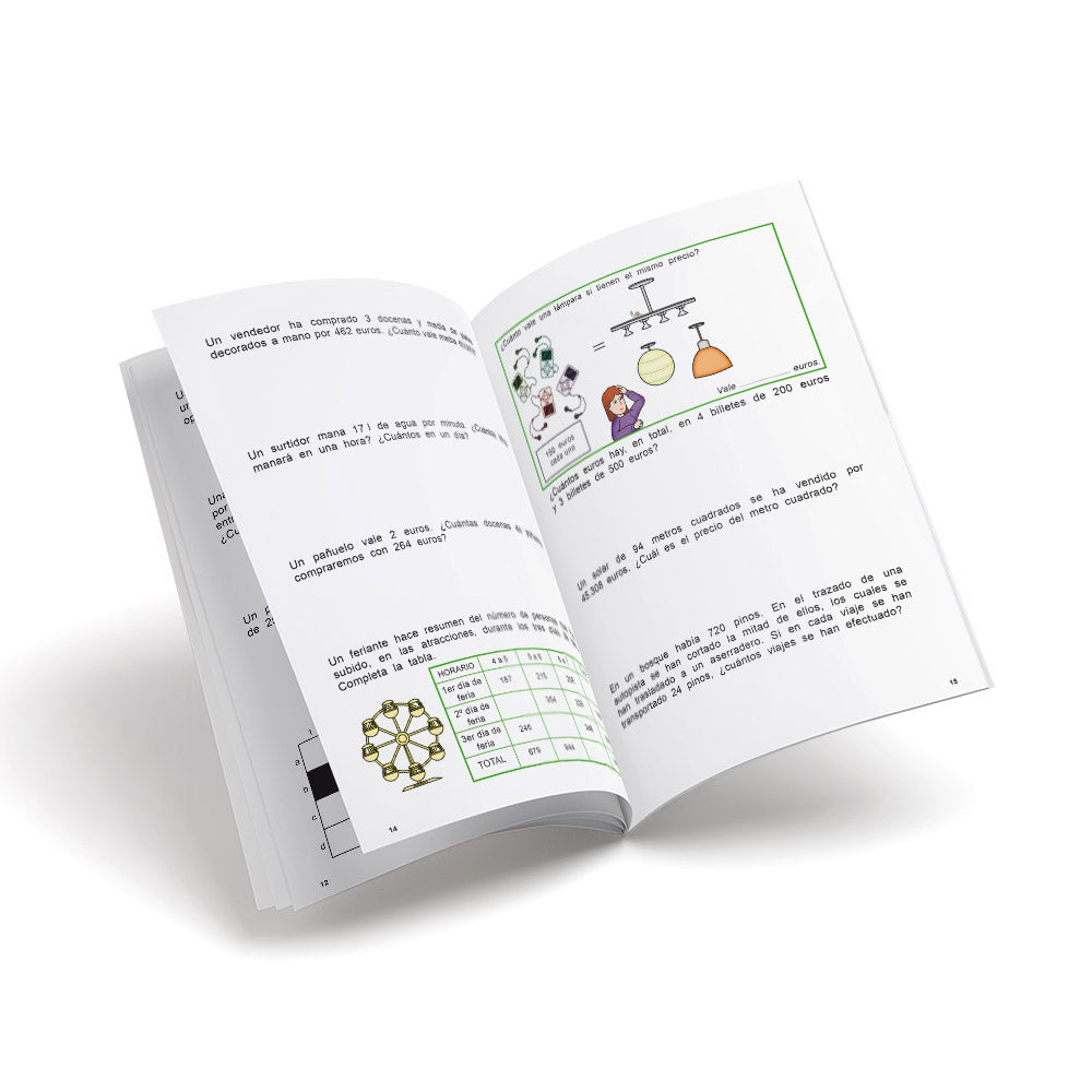 Cuaderno de matemáticas de primaria - Castillo Problemas 20 - Sumar y restar. Multiplicar y dividir por varias cifras