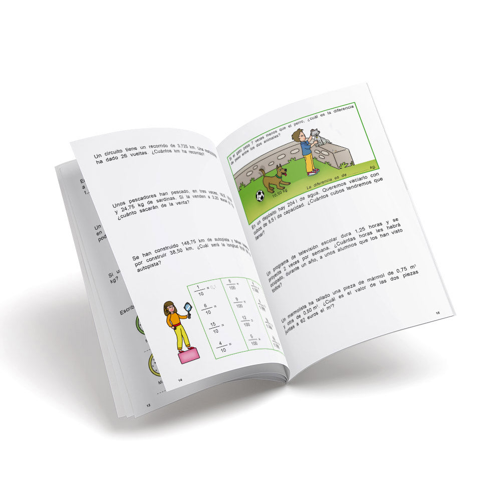 Cuaderno de matemáticas de primaria - Castillo Problemas 22 - Sumar, restar, multiplicar y dividir números decimales