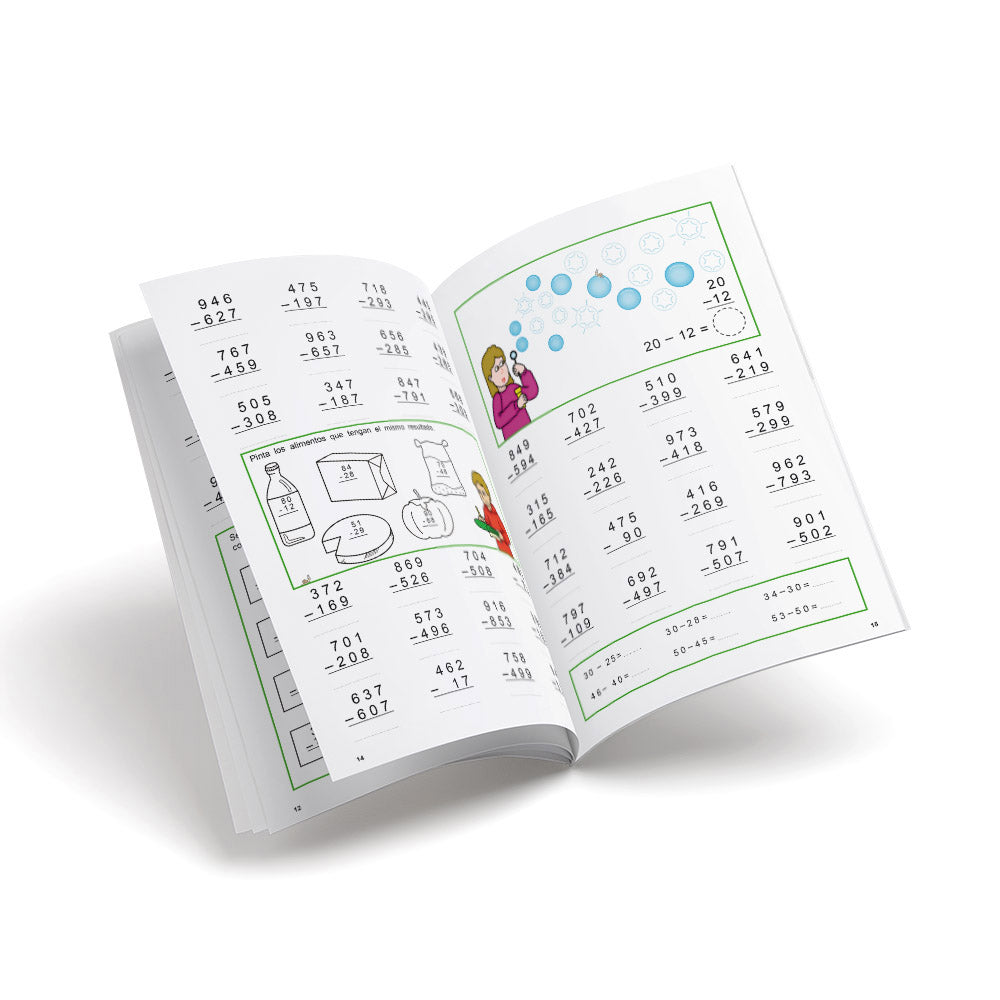 Cuaderno de matemáticas de primaria - Castillo Cálculo 4 - Restar llevando