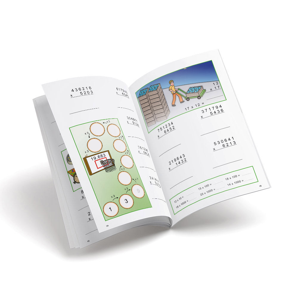 Cuaderno de matemáticas de primaria - Castillo Cálculo 6 - Multiplicar por varias cifras