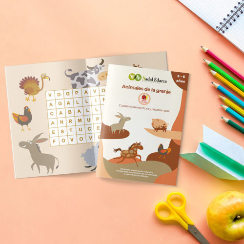 Cuadernos de escritura y pasatiempos infantiles - Animales de la granja