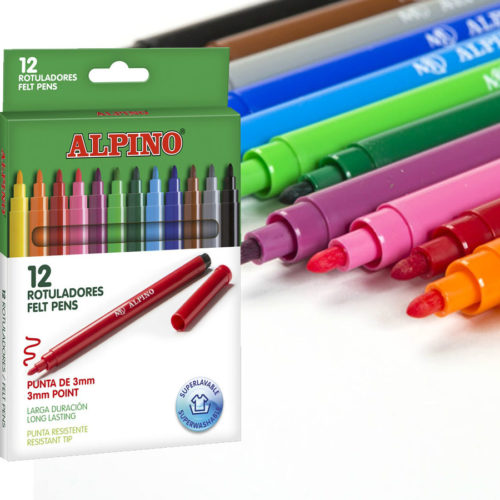 Estuche 12 rotuladores Alpino de colores