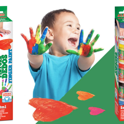 Estuche 5 botes pintura dedos de 40ml. Colores surtidos