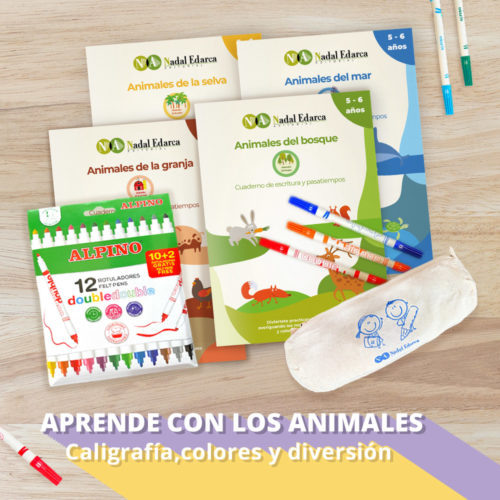 Pack de 4 cuadernos de escritura y pasatiempos infantil